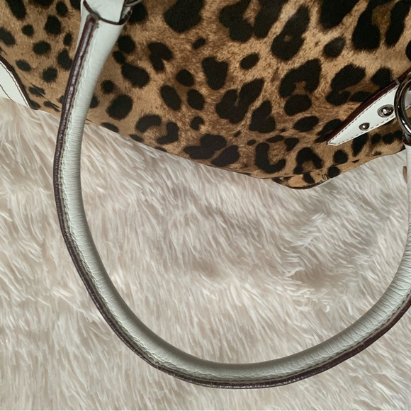 Vintage Dolce & Gabbana Leopard Print Satchel/Bag with Off White Leather Trim - Picture 12 of 15